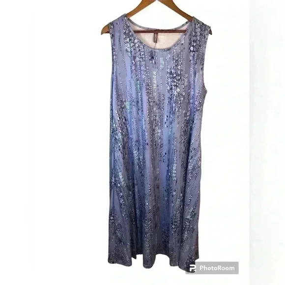 Noracora Womens XXL Purple Bubble Print Maxi Dress Jersey Knit Sleeveless - Picture 1 of 5